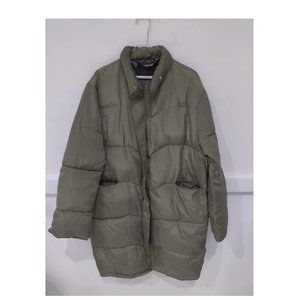 DEFECT Curlbiuty Women's Long Puffer Jacket City Coat Size XXL Olive $80 CC129